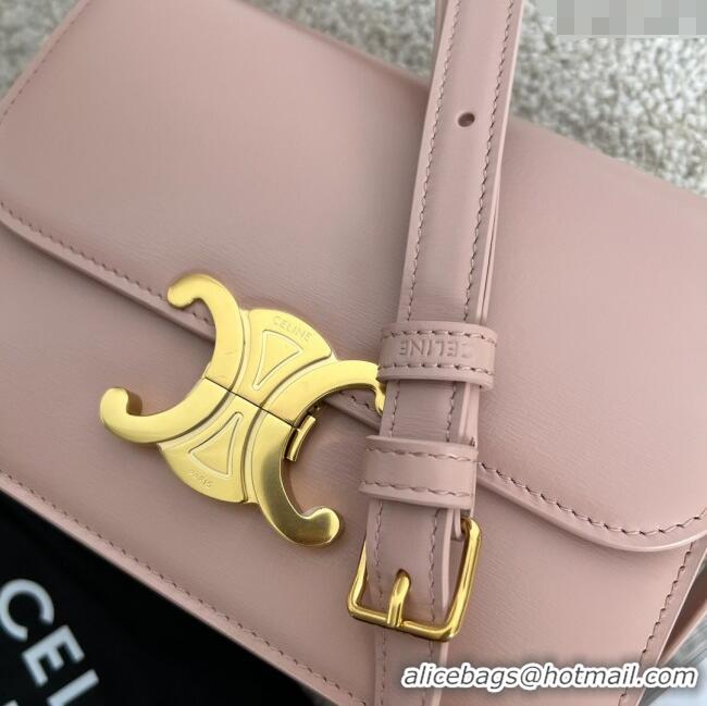 Luxury Cheap Celine Teen Triomphe Bag in Shiny Calfskin 188423 Light Peach Pink 2025