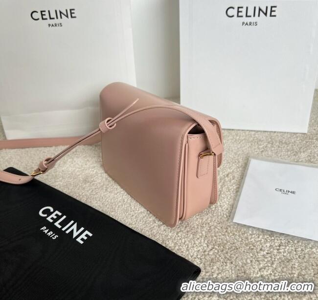 Luxury Cheap Celine Teen Triomphe Bag in Shiny Calfskin 188423 Light Peach Pink 2025