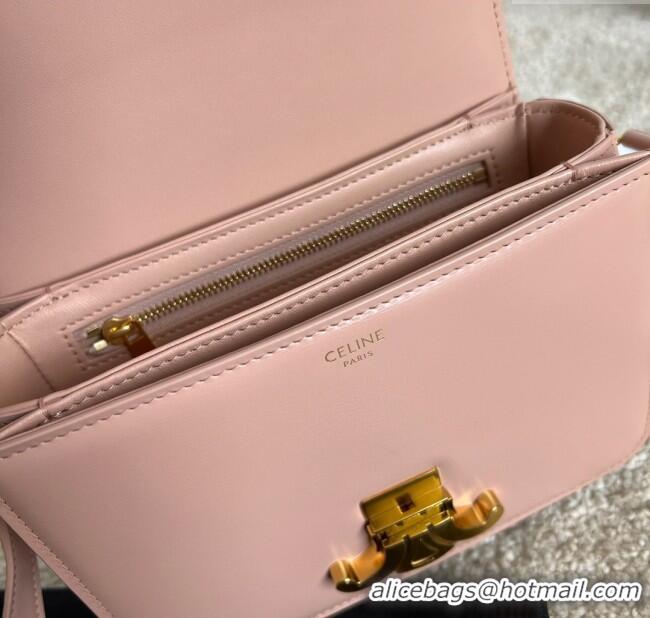 Luxury Cheap Celine Teen Triomphe Bag in Shiny Calfskin 188423 Light Peach Pink 2025