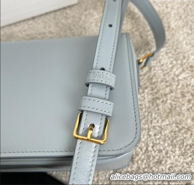 Original Cheap Celine Teen Triomphe Bag in Shiny Calfskin 188423 Ice Blue 2025