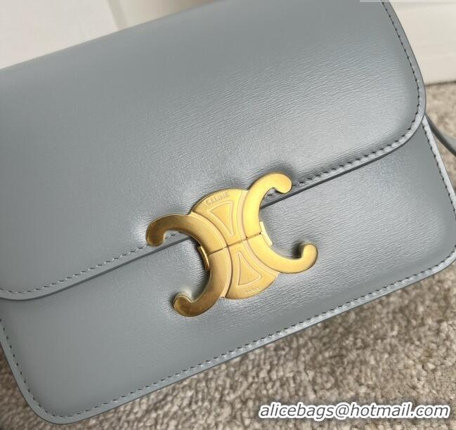 Original Cheap Celine Teen Triomphe Bag in Shiny Calfskin 188423 Ice Blue 2025