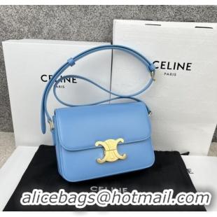 Spot Bulk Celine Teen Triomphe Bag in Shiny Calfskin 188423 Aqua Blue 2025