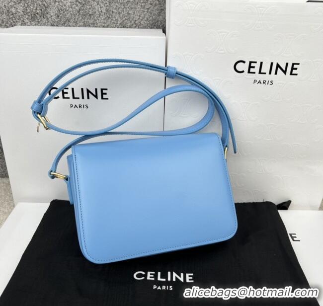 Spot Bulk Celine Teen Triomphe Bag in Shiny Calfskin 188423 Aqua Blue 2025