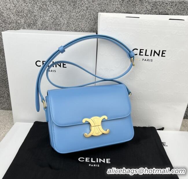 Spot Bulk Celine Teen Triomphe Bag in Shiny Calfskin 188423 Aqua Blue 2025