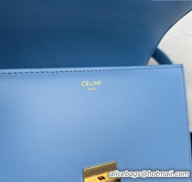 Spot Bulk Celine Teen Triomphe Bag in Shiny Calfskin 188423 Aqua Blue 2025