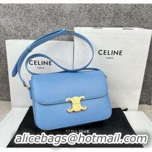 Top Grade Celine Classique Triomphe Bag in Shiny Calfskin 187363 Aqua Blue 2025