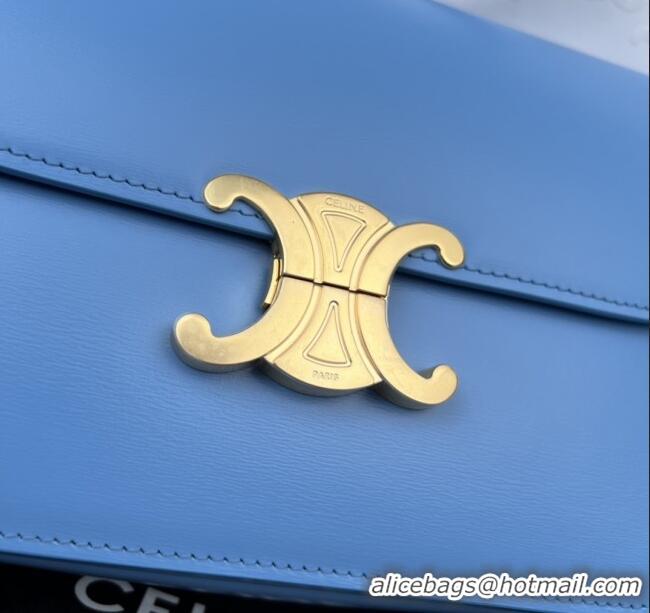 Top Grade Celine Classique Triomphe Bag in Shiny Calfskin 187363 Aqua Blue 2025