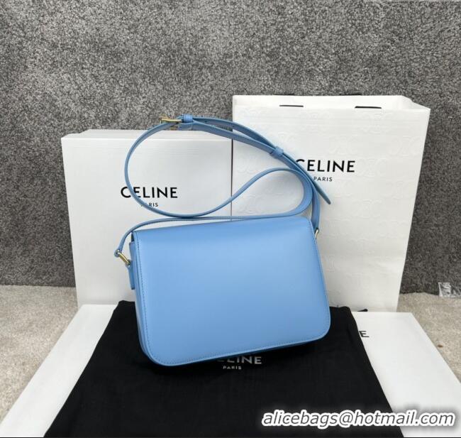 Top Grade Celine Classique Triomphe Bag in Shiny Calfskin 187363 Aqua Blue 2025