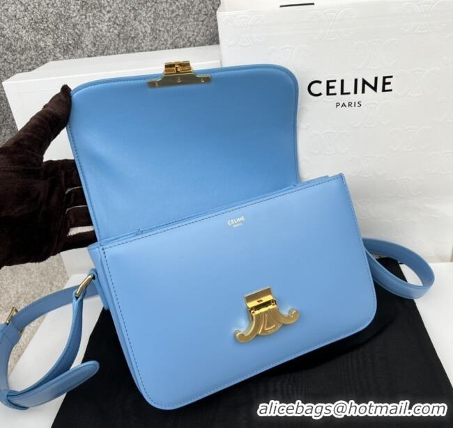 Top Grade Celine Classique Triomphe Bag in Shiny Calfskin 187363 Aqua Blue 2025