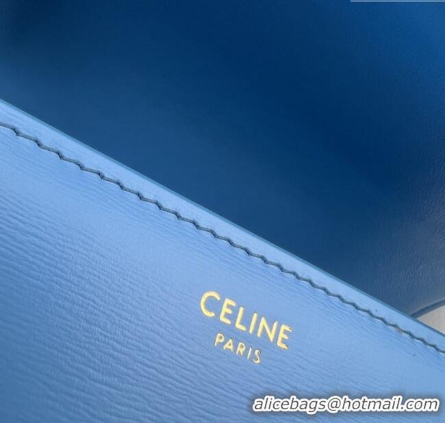 Top Grade Celine Classique Triomphe Bag in Shiny Calfskin 187363 Aqua Blue 2025
