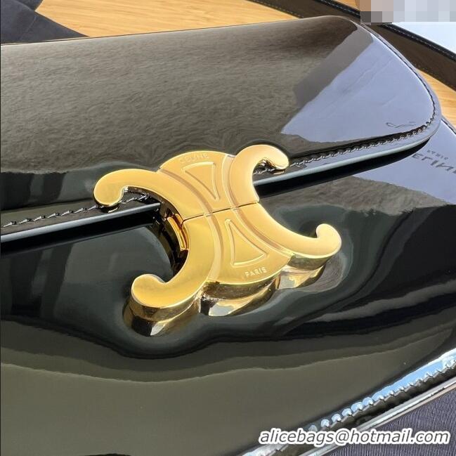 New Cheap Celine Classique Triomphe Bag in Patent Calfskin 187363 Black 2025