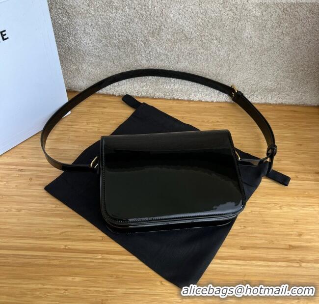 New Cheap Celine Classique Triomphe Bag in Patent Calfskin 187363 Black 2025