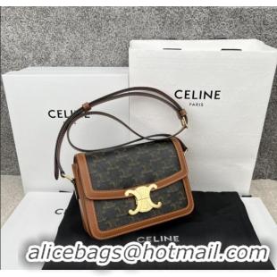 Market Sells Celine Teen Triomphe Bag in Canvas & Calfskin 188423 Brown 2025