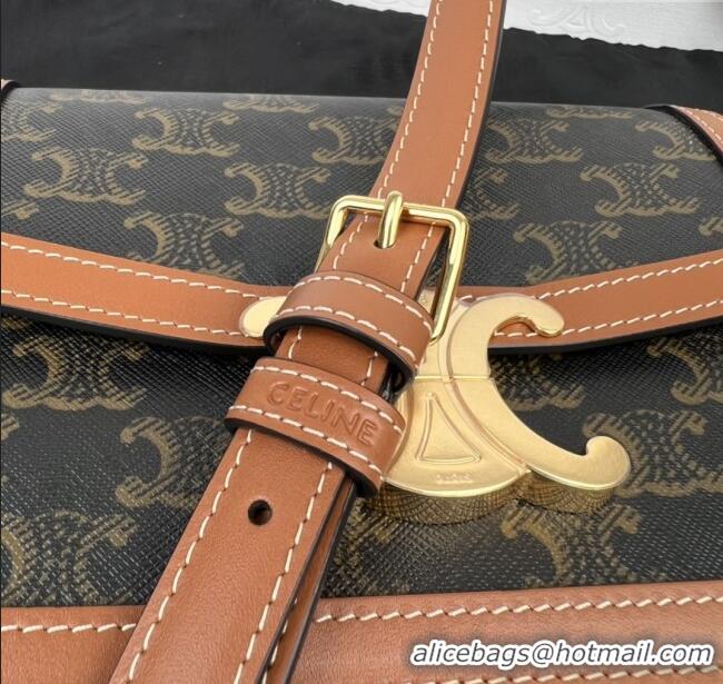 Market Sells Celine Teen Triomphe Bag in Canvas & Calfskin 188423 Brown 2025