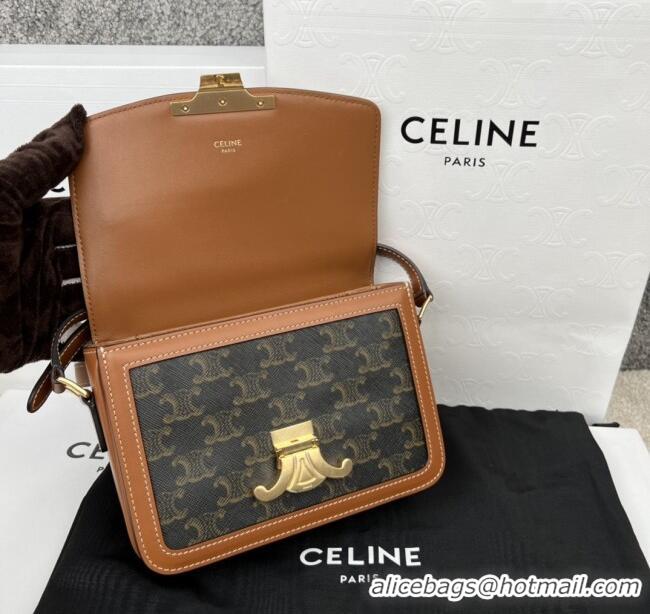 Market Sells Celine Teen Triomphe Bag in Canvas & Calfskin 188423 Brown 2025