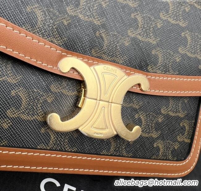 Market Sells Celine Teen Triomphe Bag in Canvas & Calfskin 188423 Brown 2025