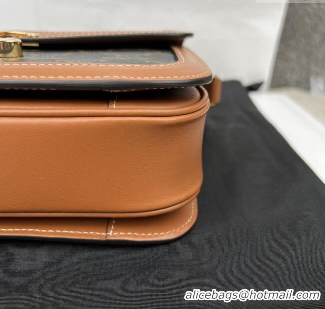 Famous Brand Celine Classique Triomphe Bag in Canvas & Calfskin 187363 Brown 2025