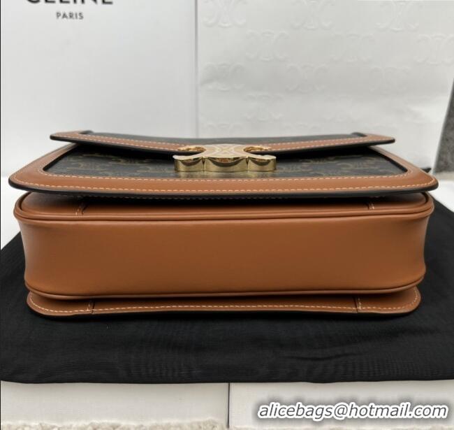 Famous Brand Celine Classique Triomphe Bag in Canvas & Calfskin 187363 Brown 2025