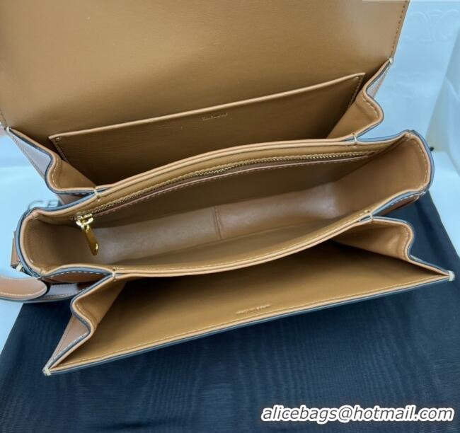 Famous Brand Celine Classique Triomphe Bag in Canvas & Calfskin 187363 Brown 2025
