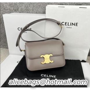 Top Grade Celine Teen Triomphe Bag in Shiny Calfskin 188423 Pebble Grey 2025