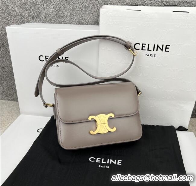 Top Grade Celine Teen Triomphe Bag in Shiny Calfskin 188423 Pebble Grey 2025