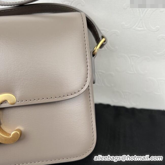 Top Grade Celine Teen Triomphe Bag in Shiny Calfskin 188423 Pebble Grey 2025
