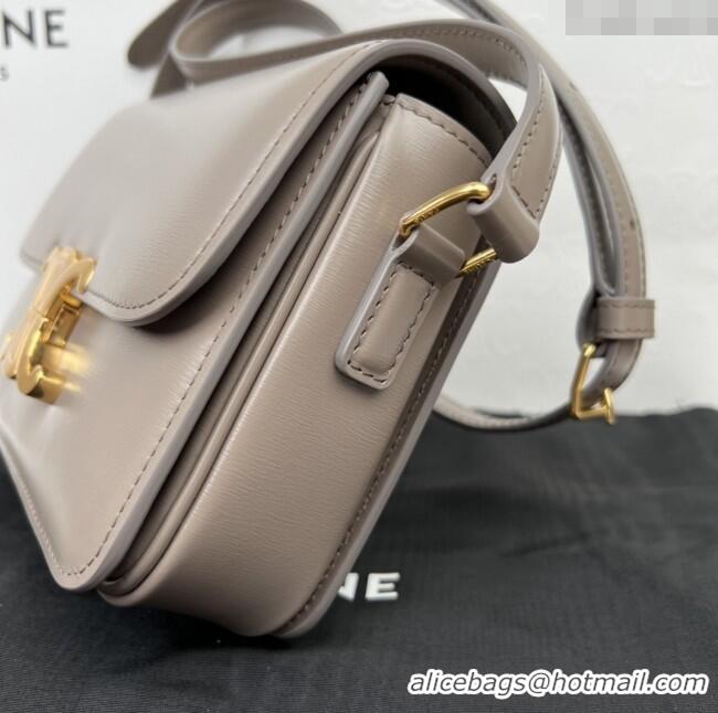 Top Grade Celine Teen Triomphe Bag in Shiny Calfskin 188423 Pebble Grey 2025