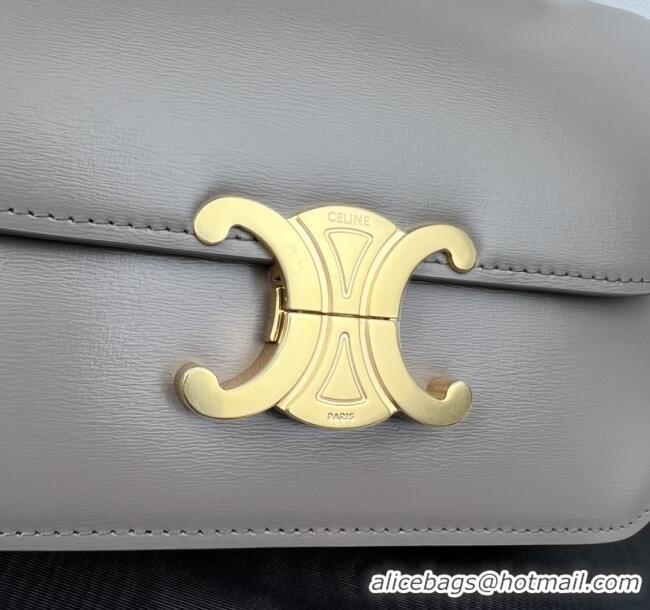 Top Grade Celine Teen Triomphe Bag in Shiny Calfskin 188423 Pebble Grey 2025