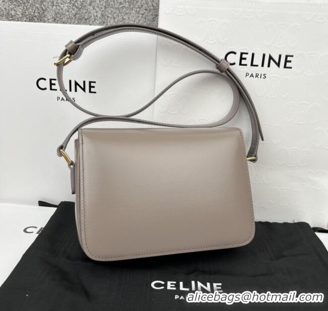 Top Grade Celine Teen Triomphe Bag in Shiny Calfskin 188423 Pebble Grey 2025