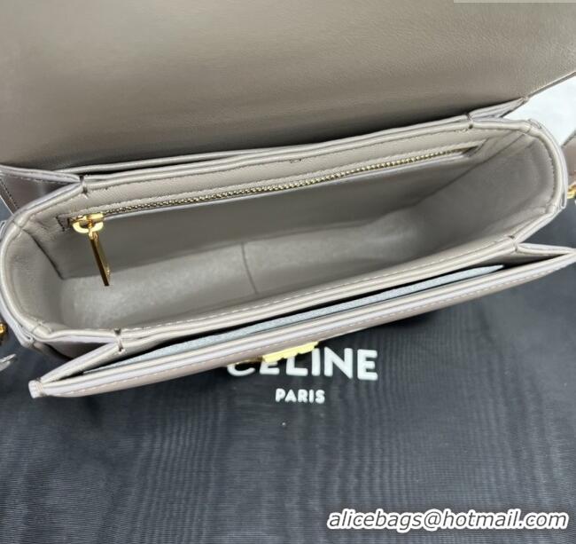 Top Grade Celine Teen Triomphe Bag in Shiny Calfskin 188423 Pebble Grey 2025