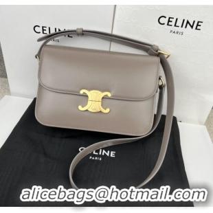 Modern Classic Celine Classique Triomphe Bag in Shiny Calfskin 187363 Pebble Grey 2025