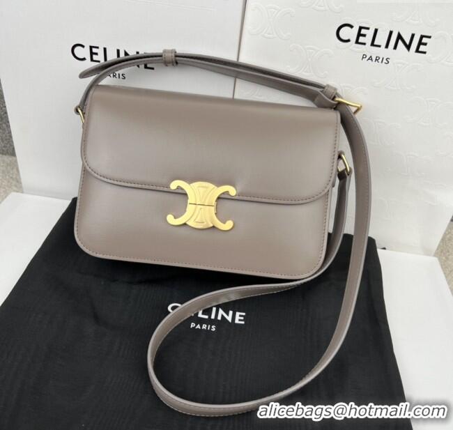 Modern Classic Celine Classique Triomphe Bag in Shiny Calfskin 187363 Pebble Grey 2025