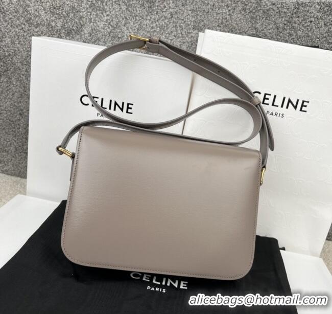 Modern Classic Celine Classique Triomphe Bag in Shiny Calfskin 187363 Pebble Grey 2025