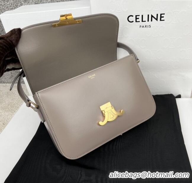 Modern Classic Celine Classique Triomphe Bag in Shiny Calfskin 187363 Pebble Grey 2025