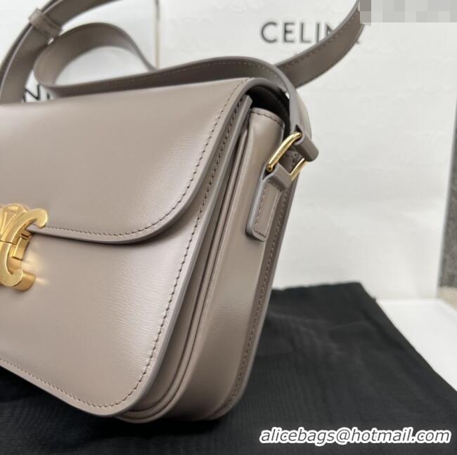 Modern Classic Celine Classique Triomphe Bag in Shiny Calfskin 187363 Pebble Grey 2025