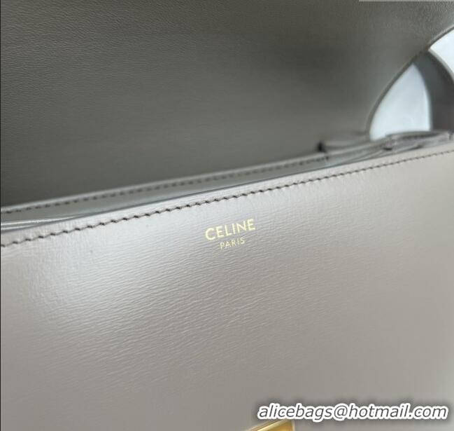 Modern Classic Celine Classique Triomphe Bag in Shiny Calfskin 187363 Pebble Grey 2025