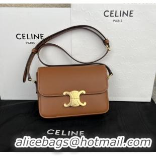 New Fashion Celine Teen Triomphe Bag in Shiny Calfskin 188423 Brown 2025