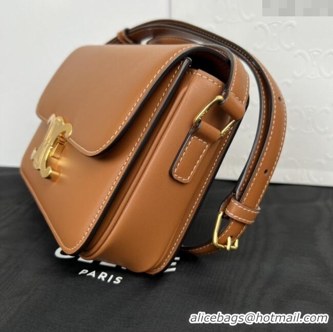 New Fashion Celine Teen Triomphe Bag in Shiny Calfskin 188423 Brown 2025