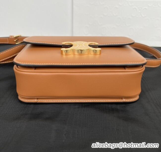 New Fashion Celine Teen Triomphe Bag in Shiny Calfskin 188423 Brown 2025