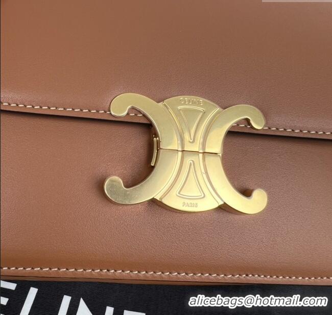 New Fashion Celine Teen Triomphe Bag in Shiny Calfskin 188423 Brown 2025