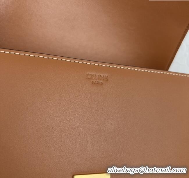 New Fashion Celine Teen Triomphe Bag in Shiny Calfskin 188423 Brown 2025