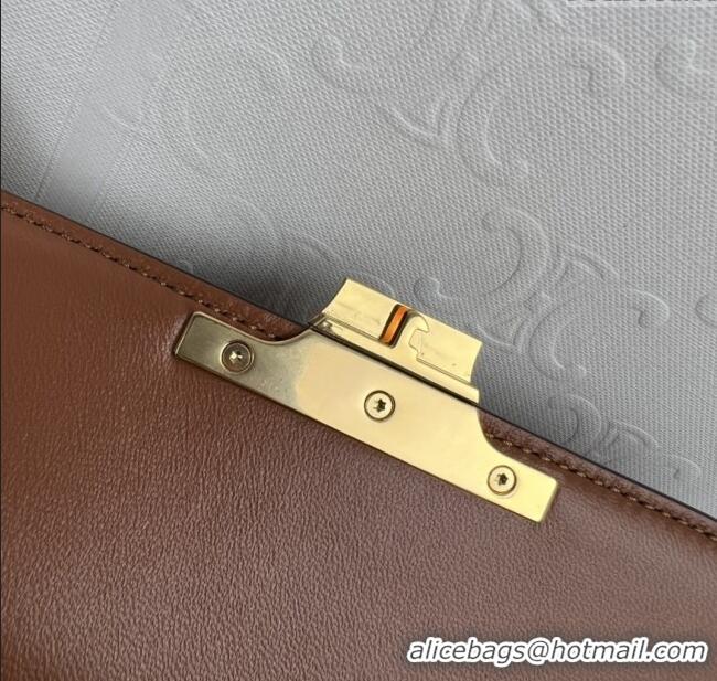 New Fashion Celine Teen Triomphe Bag in Shiny Calfskin 188423 Brown 2025