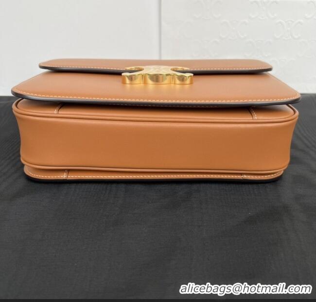 Pretty Style Celine Classique Triomphe Bag in Shiny Calfskin 187363 Brown 2025