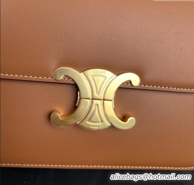 Pretty Style Celine Classique Triomphe Bag in Shiny Calfskin 187363 Brown 2025