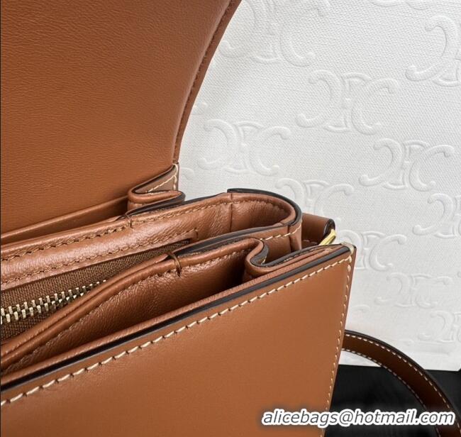 Pretty Style Celine Classique Triomphe Bag in Shiny Calfskin 187363 Brown 2025