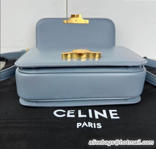 Best Quality Celine Teen Triomphe Bag in Shiny Calfskin 188423 Grey-blue 2025