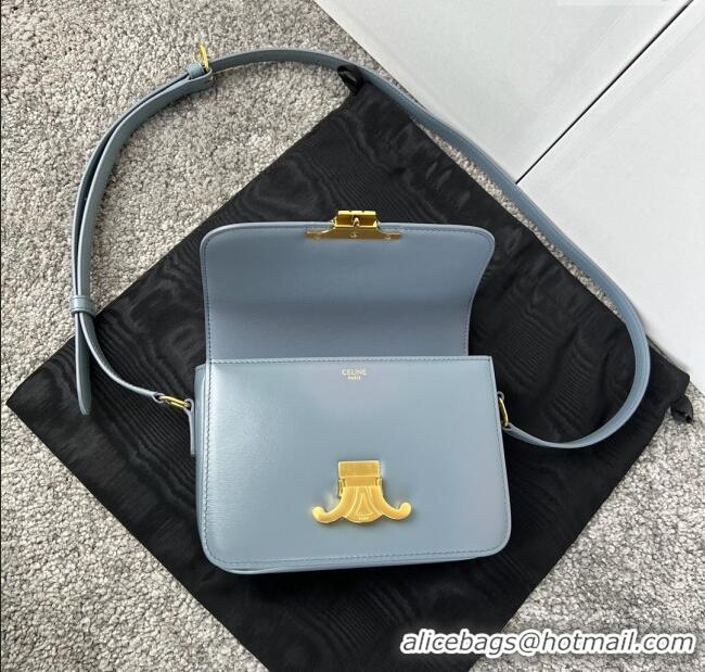 Best Quality Celine Teen Triomphe Bag in Shiny Calfskin 188423 Grey-blue 2025