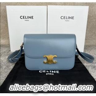 New Classic Celine Classique Triomphe Bag in Shiny Calfskin 187363 Grey-blue 2025