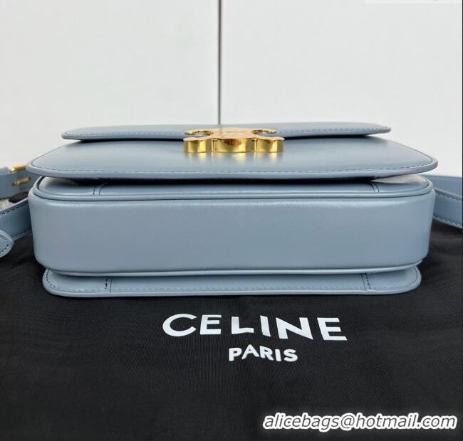 New Classic Celine Classique Triomphe Bag in Shiny Calfskin 187363 Grey-blue 2025