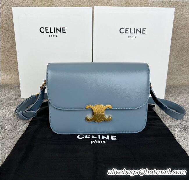 New Classic Celine Classique Triomphe Bag in Shiny Calfskin 187363 Grey-blue 2025